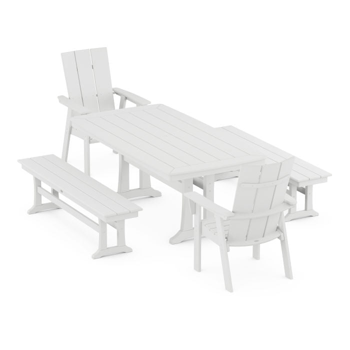 Modern Adirondack 5-Piece Dining Set with Trestle Legs