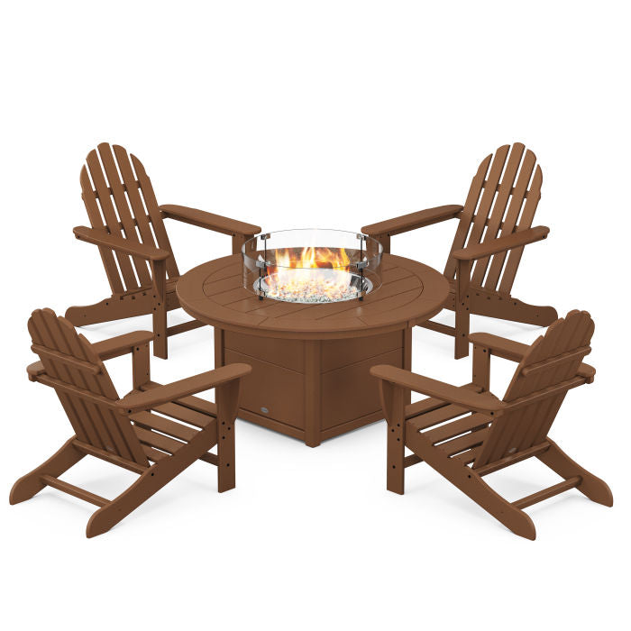 Classic Adirondack 5-Piece Conversation Set with Fire Pit Table