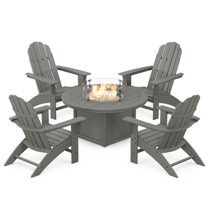 Vineyard Curveback Adirondack 5-Piece Conversation Set with Fire Pit Table