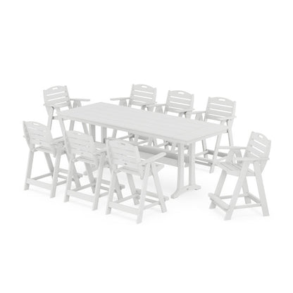 Nautical 9-Piece Farmhouse Counter Set with Trestle Legs