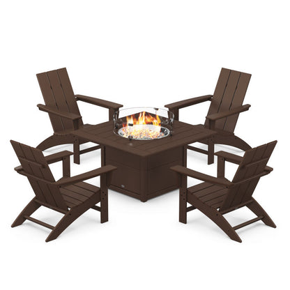 Modern 5-Piece Adirondack Chair Conversation Set with Fire Pit Table