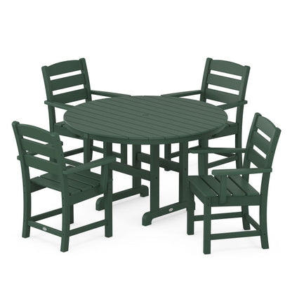 Lakeside 5-Piece Round Farmhouse Arm Chair Dining Set