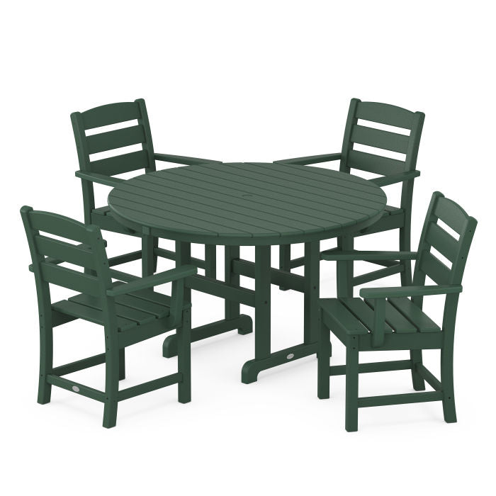 Lakeside 5-Piece Round Farmhouse Arm Chair Dining Set