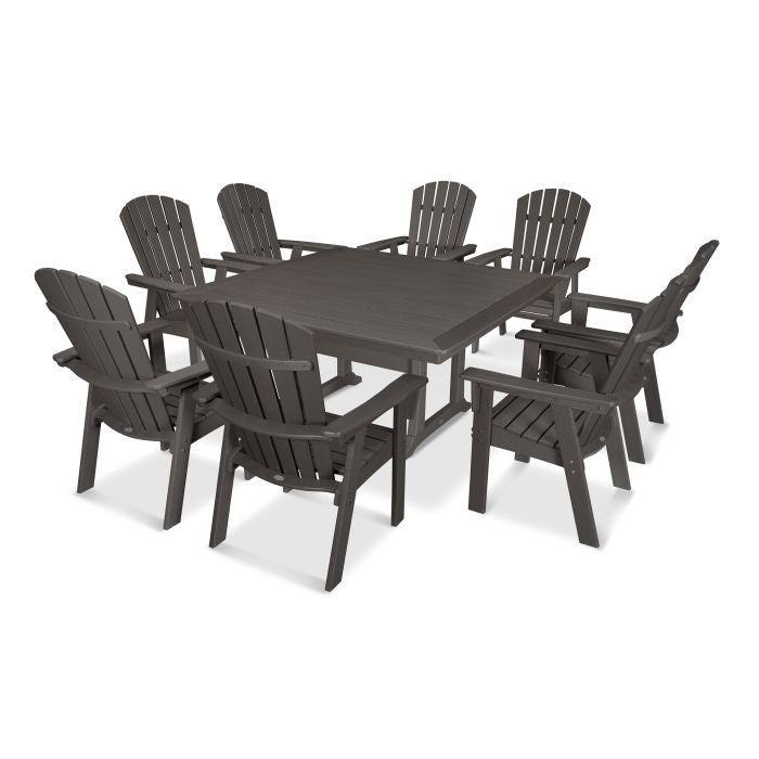 Nautical Adirondack 9-Piece Trestle Dining Set in Vintage Finish