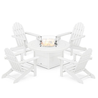 Classic Adirondack 5-Piece Conversation Set with Fire Pit Table