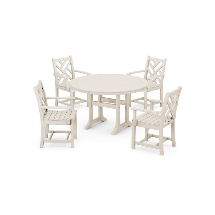 Chippendale 5-Piece Nautical Trestle Dining Arm Chair Set