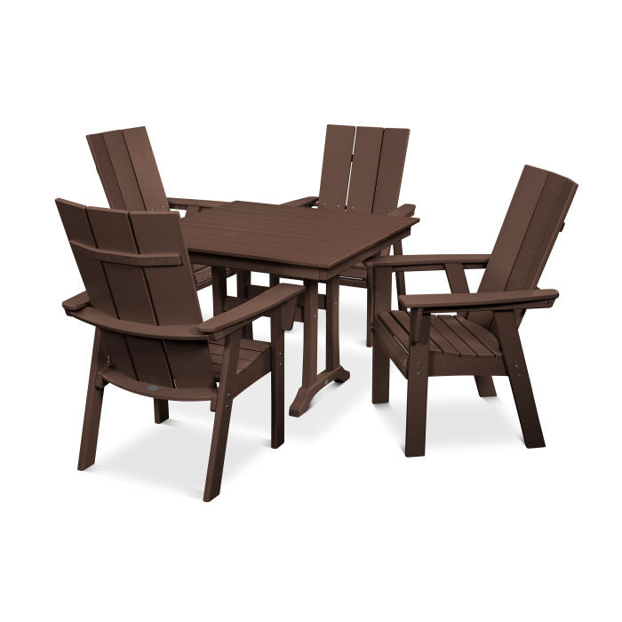 Modern Curveback Adirondack 5-Piece Farmhouse Trestle Dining Set