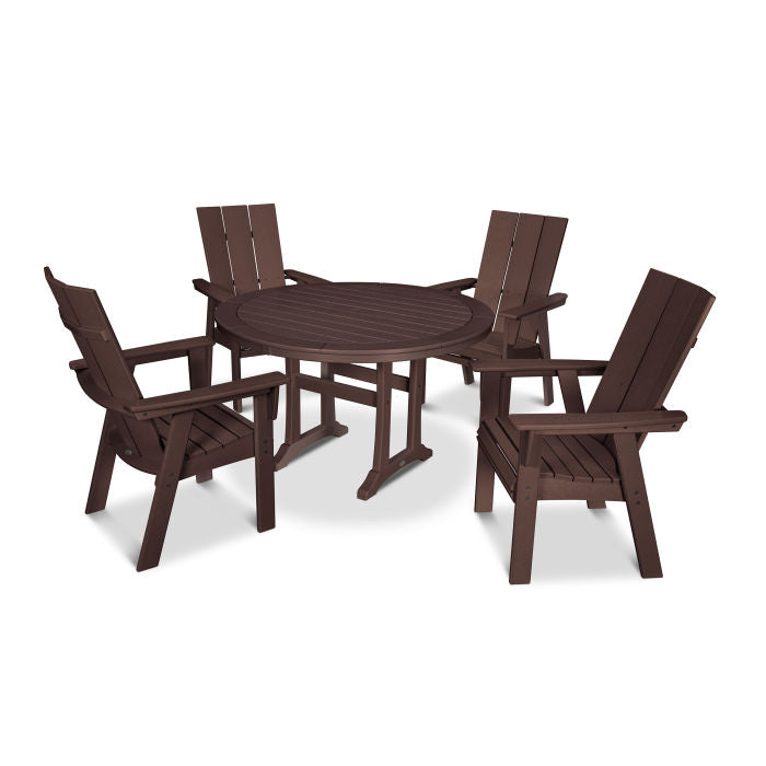 Modern Curveback Adirondack 5-Piece Nautical Trestle Dining Set