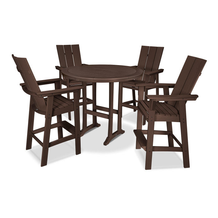 Modern Curveback Adirondack 5-Piece Nautical Trestle Bar Set