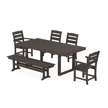 Lakeside 6-Piece Dining Set with Bench in Vintage Finish