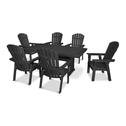 Nautical Curveback Adirondack 7-Piece Dining Set with Trestle Legs