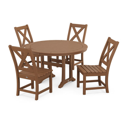 Braxton Side Chair 5-Piece Round Dining Set With Trestle Legs