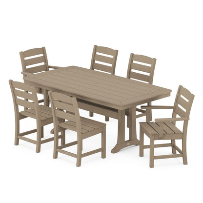 Lakeside 7-Piece Nautical Trestle Dining Set in Vintage Finish