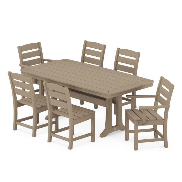 Lakeside 7-Piece Nautical Trestle Dining Set in Vintage Finish