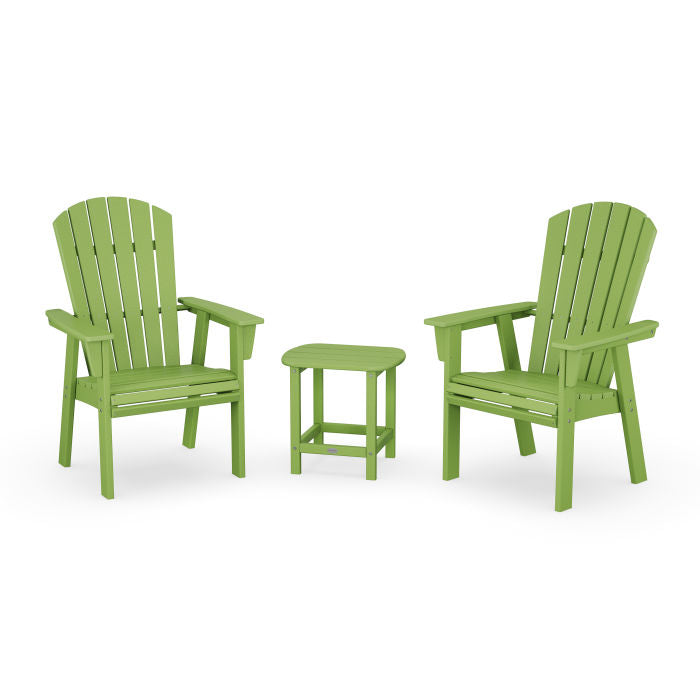 Nautical 3-Piece Curveback Upright Adirondack Chair Set