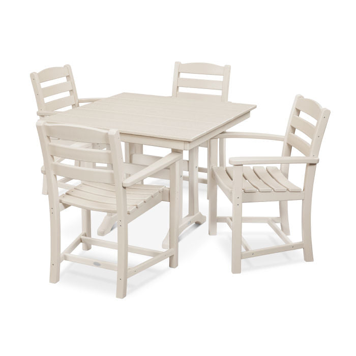 La Casa Café 5-Piece Farmhouse Trestle Arm Chair Dining Set