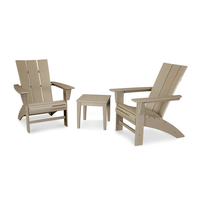 Modern 3-Piece Curveback Adirondack Set in Vintage Finish