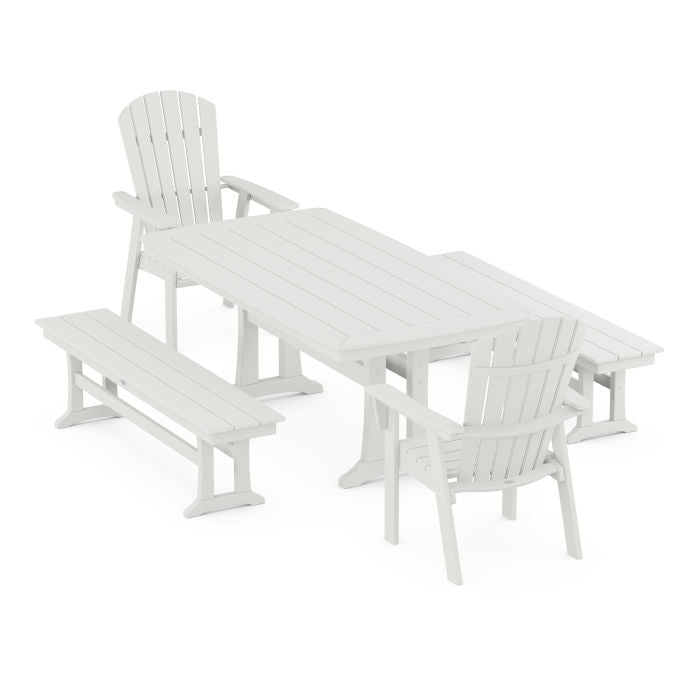 Nautical Adirondack 5-Piece Dining Set with Trestle Legs in Vintage Finish