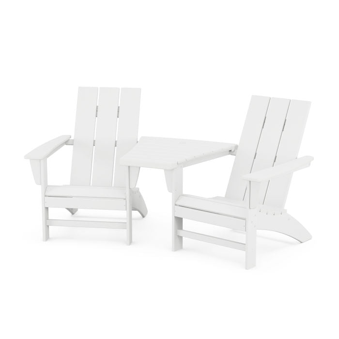 Modern 3-Piece Adirondack Set with Angled Connecting Table