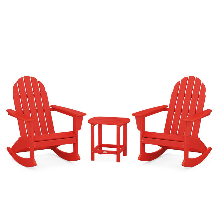 Vineyard 3-Piece Adirondack Rocking Chair Set with South Beach 18" Side Table