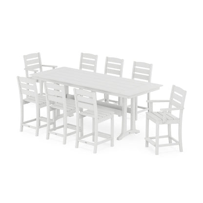 Lakeside 9-Piece Farmhouse Counter Set with Trestle Legs