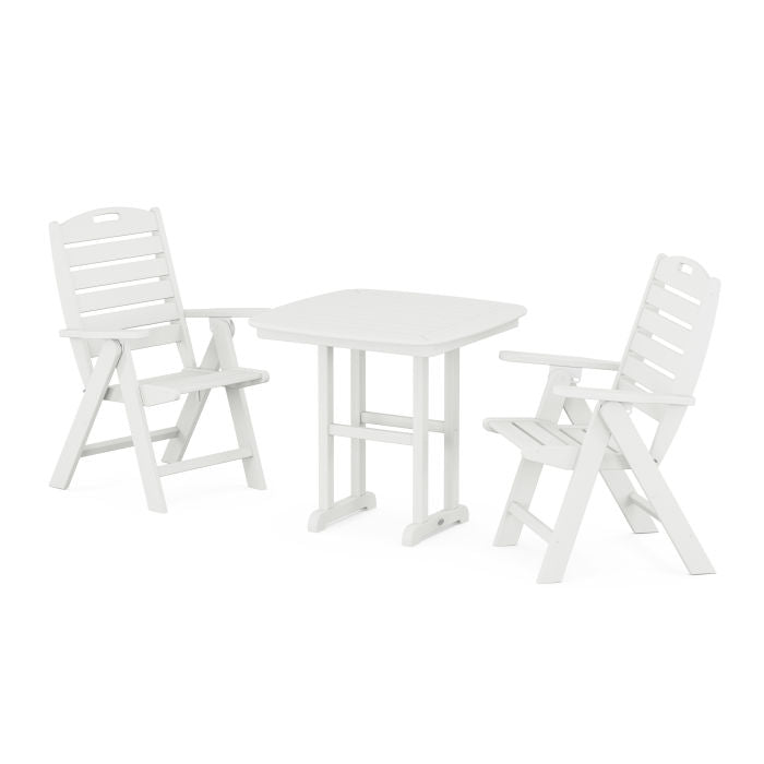Nautical Folding Highback Chair 3-Piece Dining Set in Vintage Finish