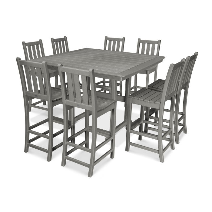 Traditional Garden 9-Piece Nautical Trestle Bar Set