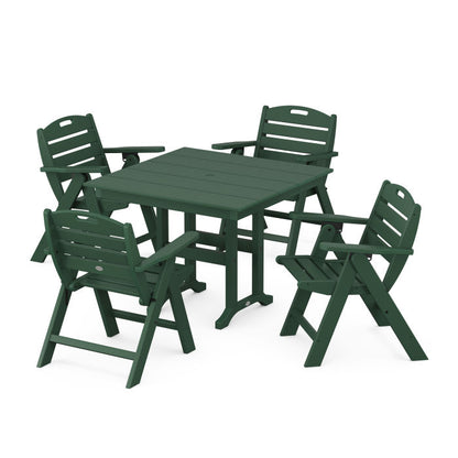Nautical Folding Lowback Chair 5-Piece Farmhouse Dining Set
