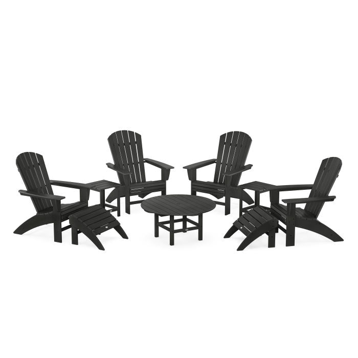 Nautical Curveback Adirondack Chair 9-Piece Conversation Set