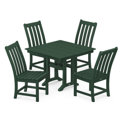 Vineyard 5-Piece Farmhouse Trestle Side Chair Dining Set
