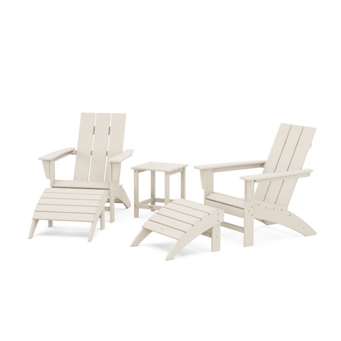 Modern Adirondack Chair 5-Piece Set with Ottomans and 18" Side Table
