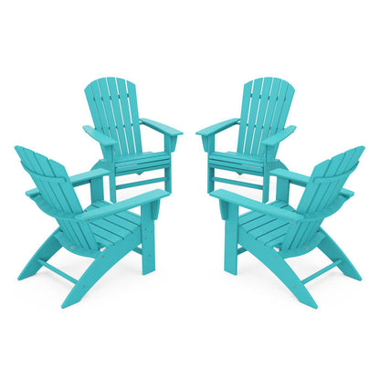 4-Piece Nautical Curveback Adirondack Chair Conversation Set