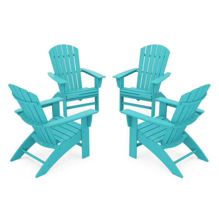 4-Piece Nautical Curveback Adirondack Chair Conversation Set