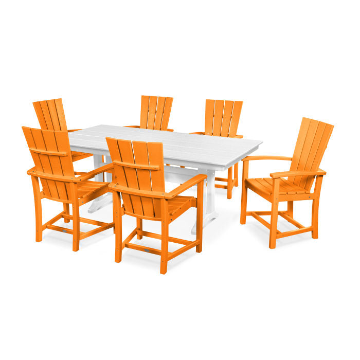 Quattro 7-Piece Farmhouse Dining Set with Trestle Legs