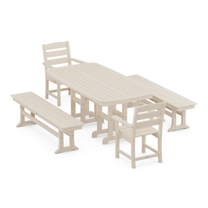 Lakeside 5-Piece Dining Set with Benches