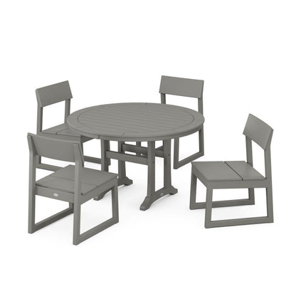 EDGE Side Chair 5-Piece Round Dining Set With Trestle Legs
