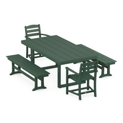 La Casa Café 5-Piece Dining Set with Benches