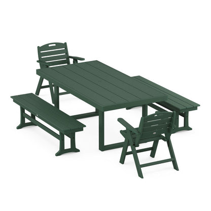 Nautical Lowback 5-Piece Dining Set with Benches