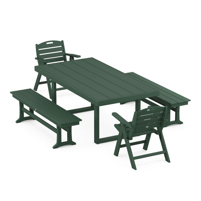 Nautical Lowback 5-Piece Dining Set with Benches