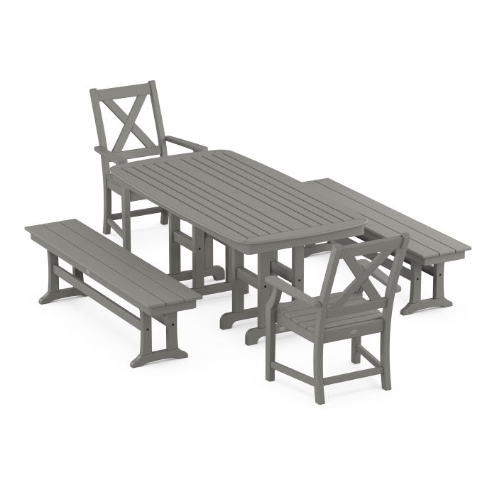 Braxton 5-Piece Dining Set with Benches