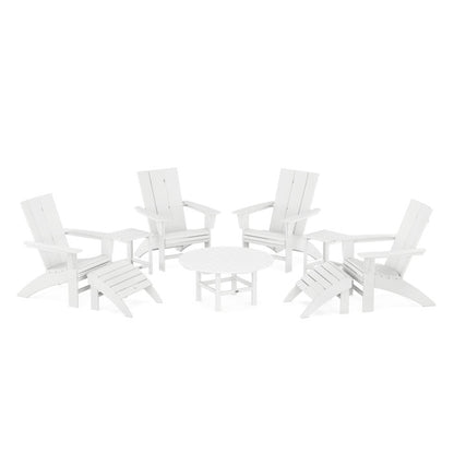 Modern Curveback Adirondack Chair 9-Piece Conversation Set