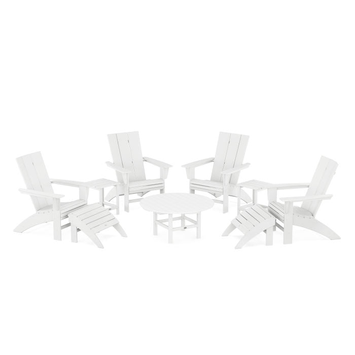 Modern Curveback Adirondack Chair 9-Piece Conversation Set
