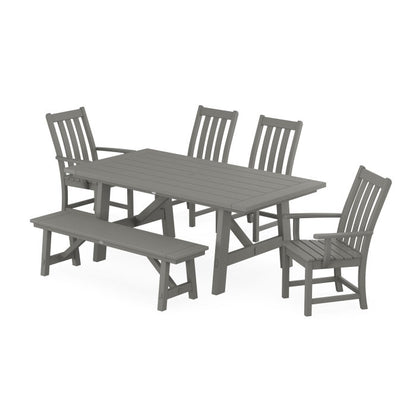 Vineyard 6-Piece Rustic Farmhouse Dining Set With Bench
