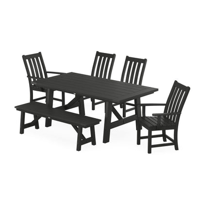 Vineyard 6-Piece Rustic Farmhouse Dining Set With Bench
