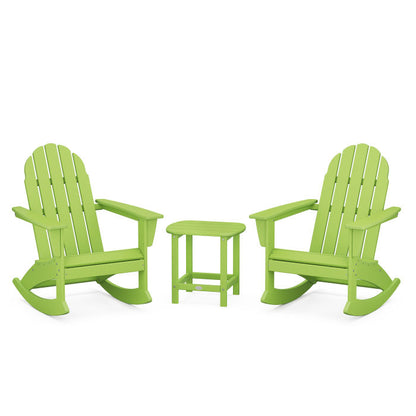 Vineyard 3-Piece Adirondack Rocking Chair Set with South Beach 18" Side Table
