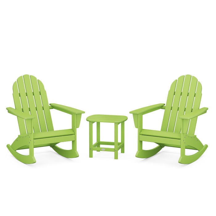 Vineyard 3-Piece Adirondack Rocking Chair Set with South Beach 18" Side Table