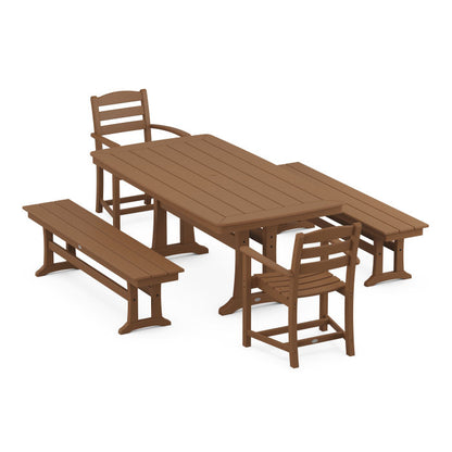 La Casa Cafe 5-Piece Dining Set with Trestle Legs