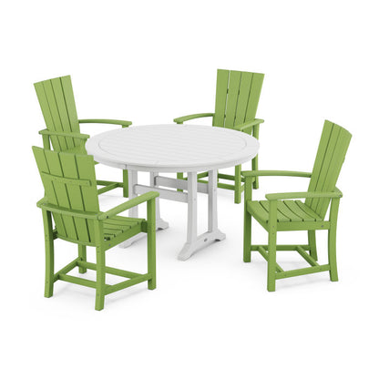 Quattro 5-Piece Round Dining Set with Trestle Legs