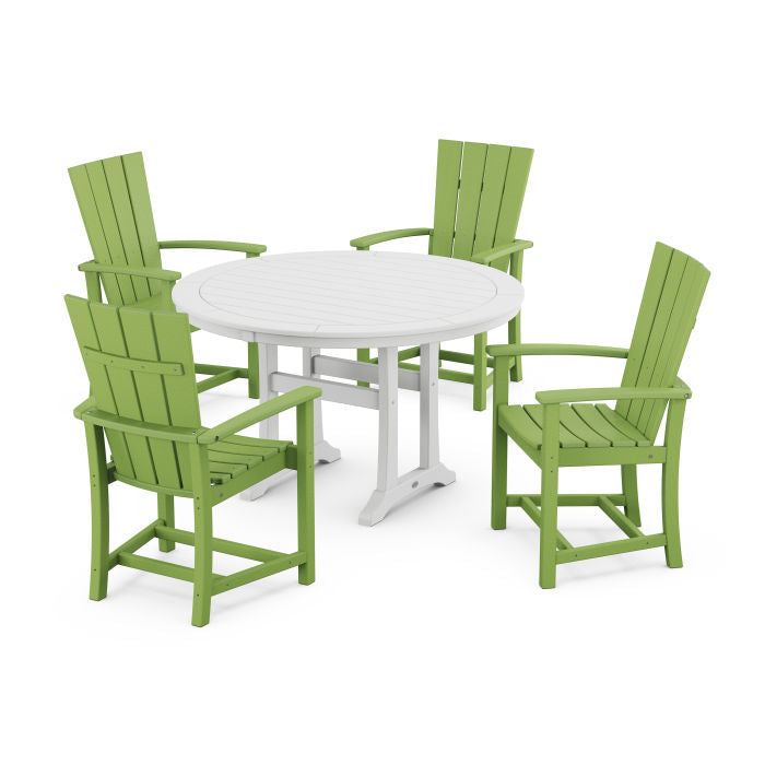 Quattro 5-Piece Round Dining Set with Trestle Legs