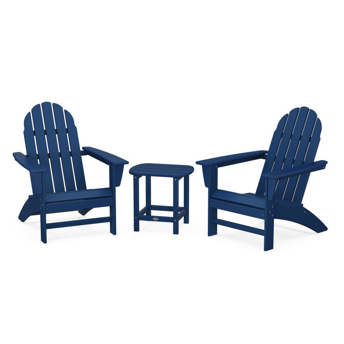 Vineyard 3-Piece Adirondack Set with South Beach 18" Side Table